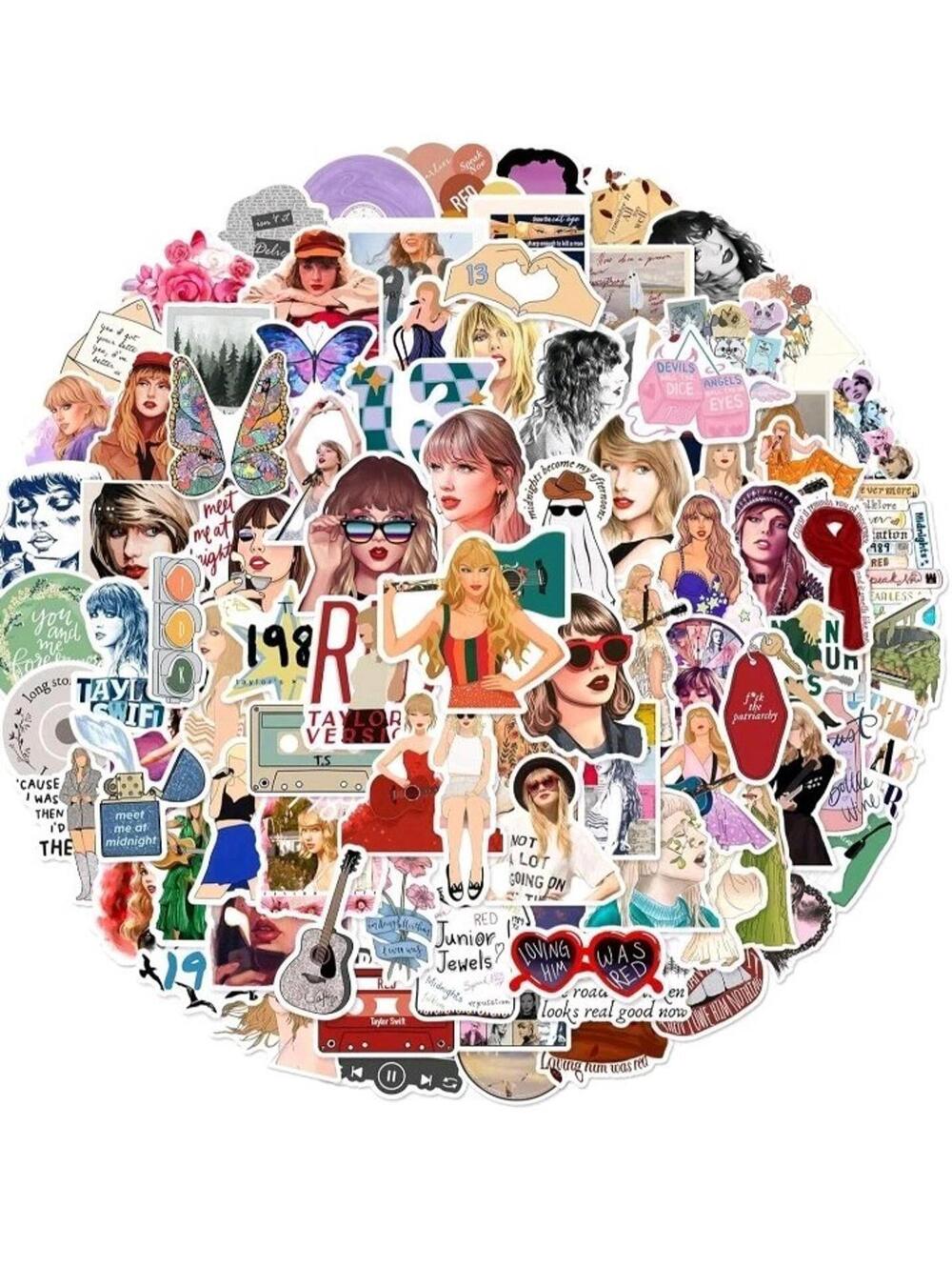 100pcs Taylor Swift Stickers Vinyl Waterproof for Water Bottle Laptop Phone
